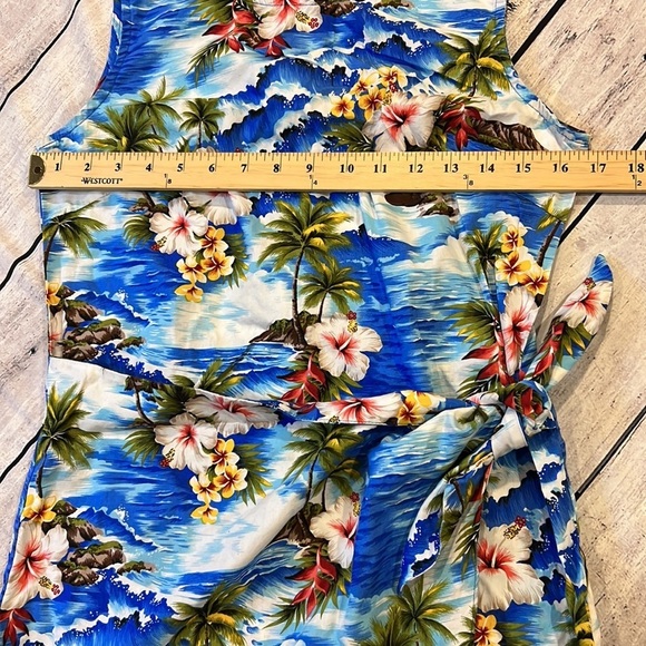 Pacific Legend Hawaiian Apparel White Hibiscus‎ Island Blue Dress - Picture 3 of 5